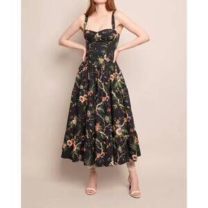 NEW CARA CARA santiago midi dress in chintz black